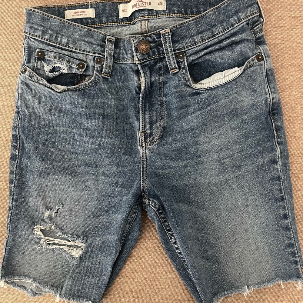 Hollister Blue Ripped Denim Shorts
